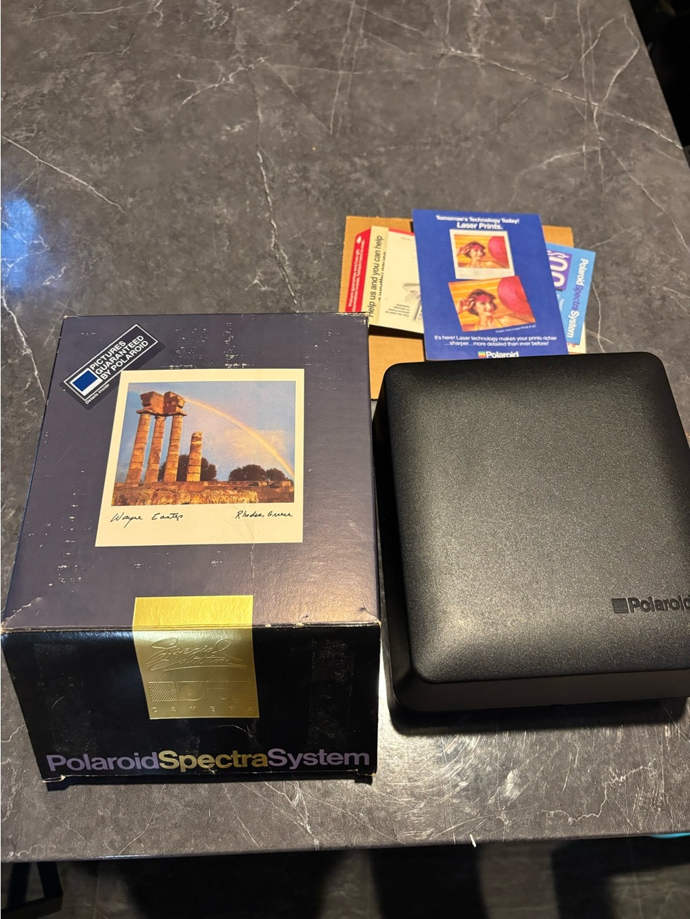 Polaroid Spectra System Camera in Black with Navy Box